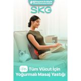 Feyza Design Konforlu Masaj Yastığı, Isı Destekli, Kablosuz, Ergonomik, Type-C Şarjlı - Altın - Gri
