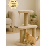 Feyza Design Krem Renkli 3 Katlı Üçgen Kedi Tırmalama Tahtası, 46 Cm, Şık Tasarım - Seçenek 1