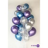 Feyza Design Krom Karışık Balon Seti 21 Parça Konfeti Süsleme Seti - Seçenek 1