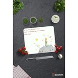Feyza Design Küçük Prens Desenli Cam Kesme Tablası 29X34CM, Şık ve Dayanıklı Tasarım - Ahşap - Beyaz - Seçenek 1