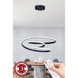 Feyza Design Kumandalı 3 Renk Siyah LED Avize, Modern ve Şık Tasarım - Ahşap - Seçenek 1