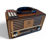 Feyza Design Kumandalı, Şarjlı Bluetooth Radyo Usb/tf, Fm ve Am, Şık Tasarım - Ahşap - Ceviz