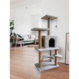 Feyza Design Lüks Gri Salıncaklı Kedi Tırmalama ve Oyun Evi - Seçenek 1