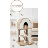 Feyza Design Lüks Kedi Evi ve Oyun Alanı, Tırmalama Tahtası, Dinlenme Alanı - Seçenek 1