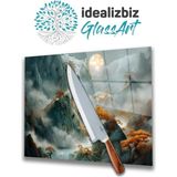 Feyza Design Manzara Temalı Cam Kesme ve Sunum Tablası, Doğrama Tahtası - Açık Bej - Seçenek 1