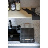 Feyza Design Mat Siyah Tek Katlı Bulaşıklık Tabaklık, Oluklu Tepsi KB088 - Ahşap - Seçenek 1