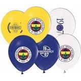 Feyza Design Mavi Baskılı Balon 10 Adet - Eğlence ve Partiler Için - Beyaz - Sarı - Acı Kahverengi