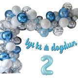 Feyza Design Mavi Şişirilebilir Balon Setleri - Parti Malzemeleri - 52X38 AMERİKAN SERVİSİ 35X35 PEÇETELER - Acı Kahverengi