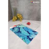 Feyza Design Mavi Tropik Yapraklar Cam Kesme Tahtası 2'li Takım 20X30CM - Ahşap - Ceviz - Seçenek 1