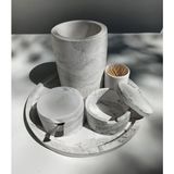 Feyza Design Mermer Desenli Beton Baharat Seti, Tuzluk, Biberlik ve Kaşıklık Içeren Şık Tasarım - Seçenek 1