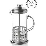 Feyza Design Metal Kulplu French Press 600ML, Şık ve Kullanışlı Kahve Demleme Aksesuarı - Seçenek 1 - Ahşap - Ceviz