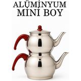 Feyza Design Mini Alüminyum Küre Çaydanlık, Şık ve Dayanıklı Tasarım - Altın - Gri - Seçenek 1