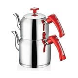 Feyza Design Mini Boy Çaydanlık, Şık ve Kullanışlı Çay Demleme Aracı - Altın - Turkuaz - Seçenek 1