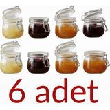 Feyza Design Mini Cam Kavanoz Seti, 6'lı, Sızdırmaz, Vakumlu Kapaklı, 13 Cl, Baharat ve Reçel Için - Ahşap