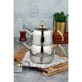 Feyza Design Mini Çelik Çaydanlık, Şık ve Dayanıklı, Gold Renkli, Pratik Kullanım - Altın - Seçenek 1