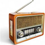 Feyza Design Mini Nostaljik Radyo, Eskitme Tasarım, Taşınabilir ve Vintage Görünüm - Ahşap - Ceviz