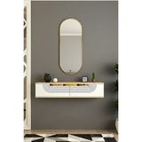 Feyza Design Modern 120CM Düğün Şifonyeri, Safir Meşe, Beyaz ve Gold Detaylar - Açık Bej