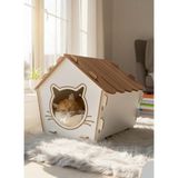 Feyza Design Modern Ahşap Mdf Çatılı Kolay Kurulum Kedi Evi Kulübesi - Seçenek 1