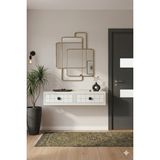 Feyza Design Modern Beyaz Tv Sehpası, Antre ve Hol Rafi, Duvara Monte, 120 cm - Ahşap - Bej - Siyah