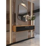 Feyza Design Modern Çam Antrasit Silver Dresuar, Duvara Monte Antre Mobilyası - Açık Bej