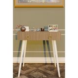 Feyza Design Modern Ceviz ve Beyaz Ayaklı Ahşap Çift Çekmeceli Dresuar - Ahşap - Ceviz