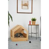 Feyza Design Modern Demonte Ahşap Tırmalama Kedi Evi, Şık ve Kullanışlı Tasarım - Seçenek 1