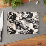 Feyza Design Modern Fluid Art Cam Kesme Tahtası, Şık ve Dayanıklı Tasarım - Ahşap - Ceviz - Seçenek 1