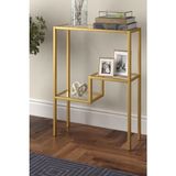 Feyza Design Modern Gold Metal & Temper Cam Dresuar Konsol - Altın