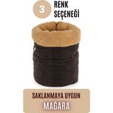 Feyza Design Modern Kedi/köpek Mağara Yatak, Saklanma ve Sakinleştirici Konfor - Açık Bej - Seçenek 1