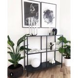 Feyza Design Modern Monte Metal Dresuar, Kahve ve Siyah Ahşap Detaylı Konsol - Altın