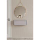 Feyza Design Modern Sis Gri Mdf Duvara Monte Dresuar, 70 Cm, Şık ve Fonksiyonel - Açık Bej