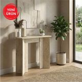 Feyza Design Modern Traverten Dresuar - 90 cm Ekru Antre ve Oturma Odası Mobilyası - Amber