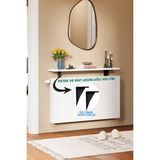 Feyza Design Montajsız Dresuar Petek Üstü Uçan Raf Kalorifer Petek Rafı - 100X18 cm Beyaz Oval Kesim - Ahşap - Bej - Siyah
