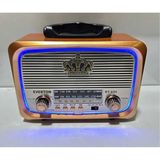 Feyza Design Nostalji Solar Güneş Enerjili Ledli Bluetooth USB Sd Kart Radyo Mp3 - Ahşap - Ceviz