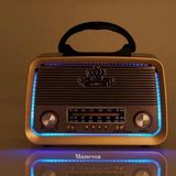 Feyza Design Nostalji Tarzı Bluetooth Radyo, Usb, Sd, Mp3 Çalar, Şık Tasarım - Ahşap
