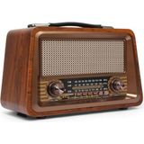 Feyza Design Nostaljik Ahşap Radyo, Bluetooth, USB ve CD Kart Desteği ile Şıklık Sunar - Ahşap - Ceviz