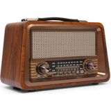 Feyza Design Nostaljik Ahşap Radyo, Bluetooth ve USB Özellikli, Eskitme Tasarım - Ahşap - Ceviz