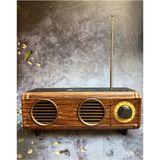 Feyza Design Nostaljik Tasarımlı Şarjlı Fm Radyo, Aux, Usb, Sd Kart, Mp3 Çalar - Ahşap - Ceviz