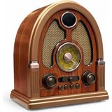 Feyza Design Nostaljik Trend Radyo, Bluetooth ile Modern ve Şık Tasarım - Ahşap - Ceviz