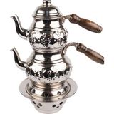 Feyza Design Osmanlı Tarzı Mini Çaydanlık, Şık ve Kullanışlı Tasarım - Altın - Gri - Seçenek 1