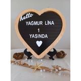 Feyza Design Özelleştirilebilir Ahşap Kalp Çerçeveli Mesaj Panosu Beyaz Harf Seti - Seçenek 1