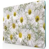 Feyza Design Papatya Desenli Cam Kesme Tablası, 20X30 Cm, Şık ve Dayanıklı Kullanım - Ahşap - Beyaz - Seçenek 1