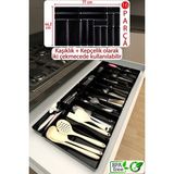 Feyza Design Parlak Siyah 16'lı Modüler Çekmece Içi Kaşıklık Organizer Seti - Ahşap - Seçenek 1