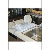 Feyza Design Paslanmaz Bulaşık Kurutma Sepeti, Tezgah Üstü, Dayanıklı ve Şık Tasarım - Ahşap - Beyaz - Seçenek 1