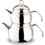 Feyza Design Paslanmaz Çaydanlık, Orta Küre, Metal Sap, Şık ve Dayanıklı Tasarım - Altın - Seçenek 1