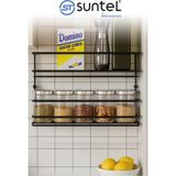 Feyza Design Paslanmaz Çelik 2 Katlı Yapışkanlı Baharat Rafı, Metal Baharatlık - Seçenek 1