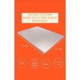 Feyza Design Paslanmaz Çelik 60X50 cm Metal Tezgah Koruyucu, L Büküm, Tek Taraf Büküm - Seçenek 1