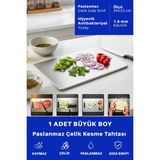 Feyza Design Paslanmaz Çelik Büyük Boy Mutfak Kesme Tahtası, Et ve Sebze Doğrama Için Ideal - Altın - Gümüş - Bakır - Seçenek 1