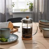 Feyza Design Paslanmaz Çelik, Cam ve Bambu French Press 1 Litre, Demleme Kolaylığı - Seçenek 1 - Ahşap - Beyaz