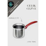Feyza Design Paslanmaz Çelik Cezve 750ML, Sağlam ve Dayanıklı, Pratik Kullanım - Seçenek 1